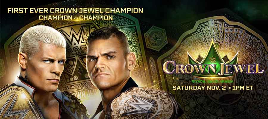 Cody Rhodes and Gunther on a Crown Jewel promo for 2024