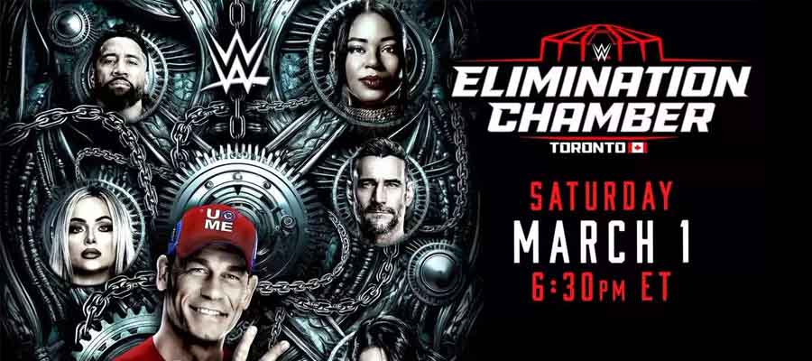 a promo for the Elimination Chamber PLE 2025 with participating superstars